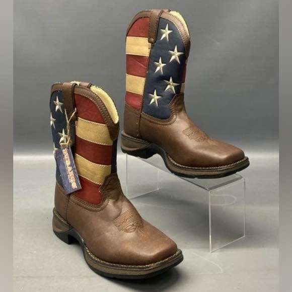 Durango Other - NWT Durango Kids 8" Brown Ametican Cow Boy Western Boots Size 4M